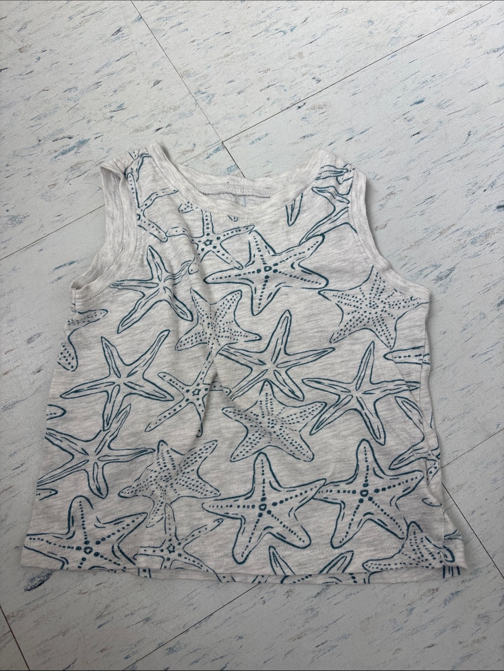 Old Navy White Tank Top with Blue Starfish Print